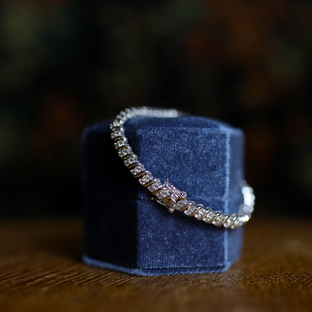 Symphony Jewelers Sterling Silver Double Round Diamond Tennis Bracelet - NEW